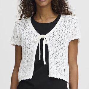 ICHI Ihdotties Crochet Cardigan White M